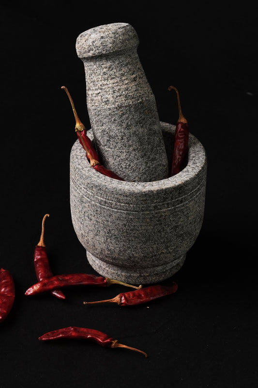 Premium Uthukuli Stone Mortar and Pestle (Cylindrical)