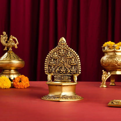 Brass Ashtalakshmi Ganesha Diya (5.2 Inch)