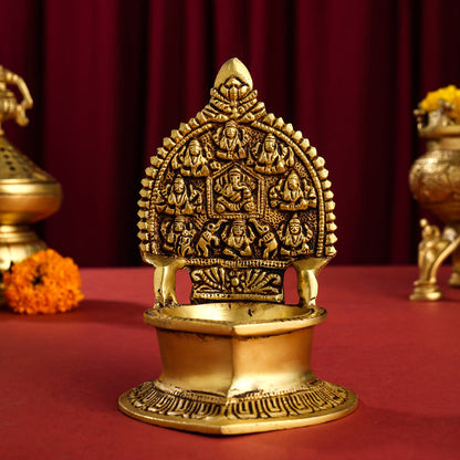 Brass Ashtalakshmi Ganesha Diya (5.2 Inch)