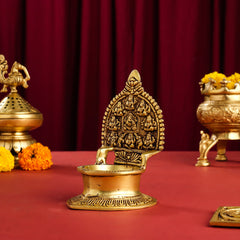 Brass Ashtalakshmi Ganesha Diya (5.2 Inch)