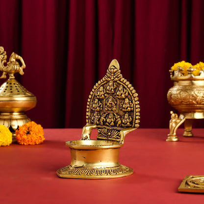 Brass Ashtalakshmi Ganesha Diya (5.2 Inch)