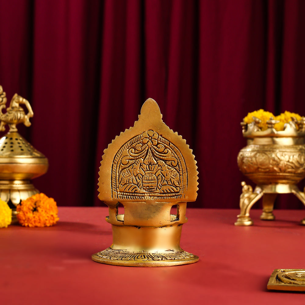 Brass Ashtalakshmi Ganesha Diya (5.2 Inch)