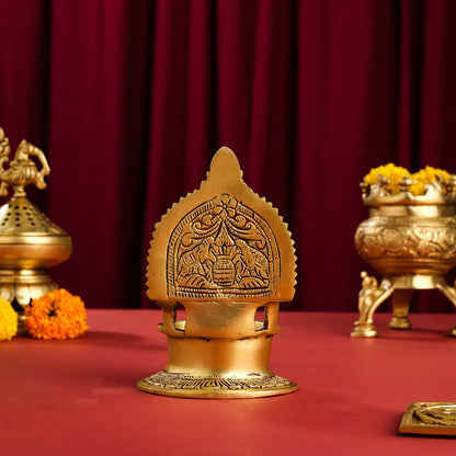 Brass Ashtalakshmi Ganesha Diya (5.2 Inch)