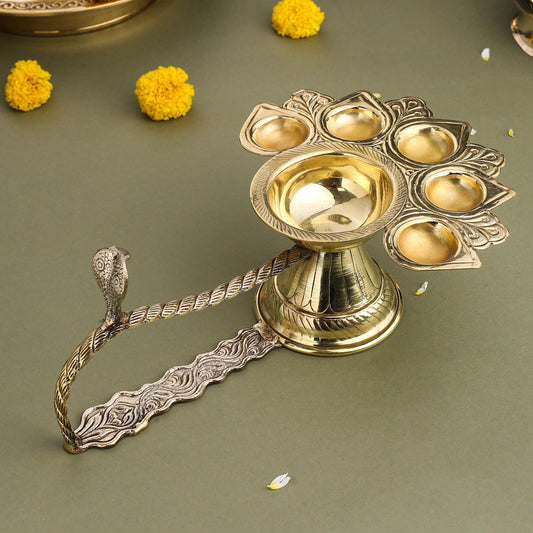 Brass Traditional Aarti With Handle