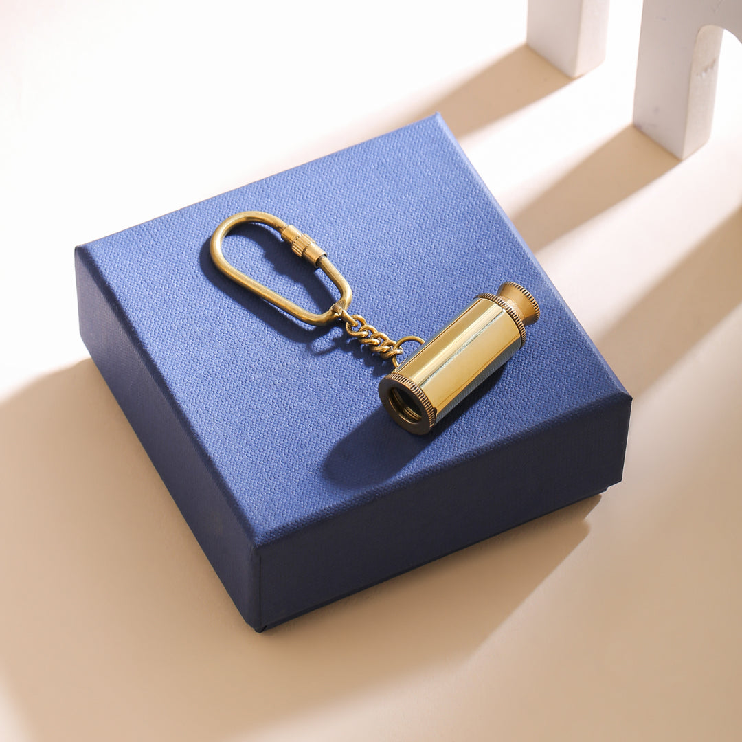 Brass Telescope Keychain With Box