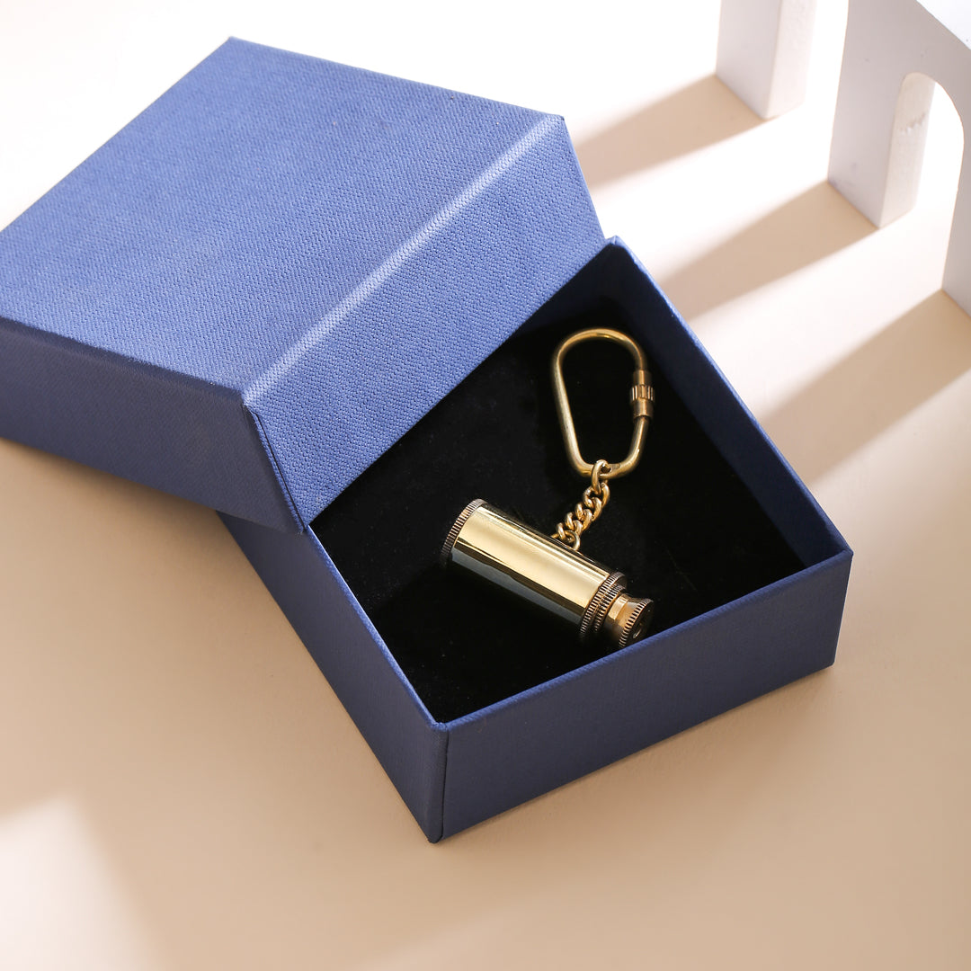 Brass Telescope Keychain With Box