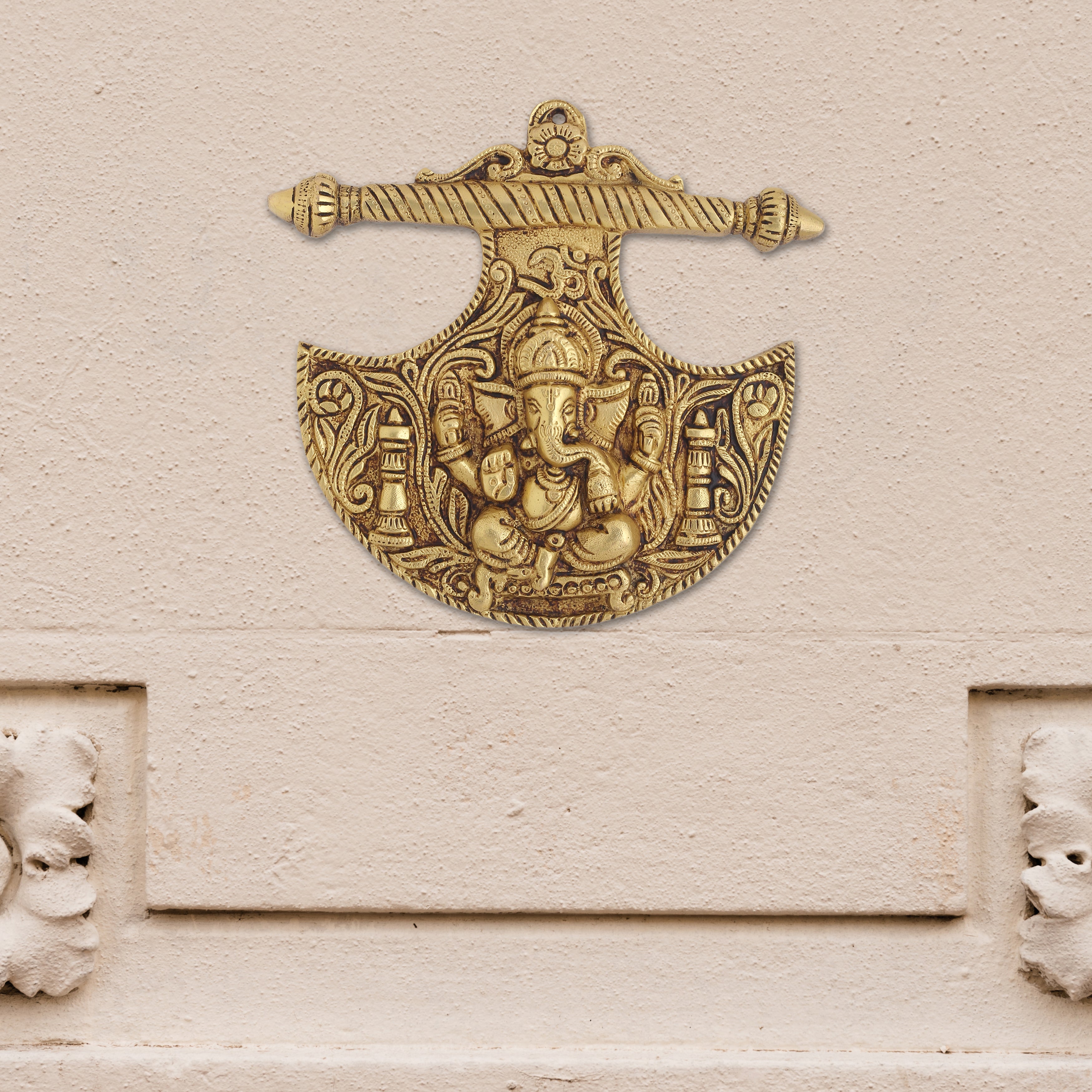Brass Ganesha Wall Hanging (8 Inch)