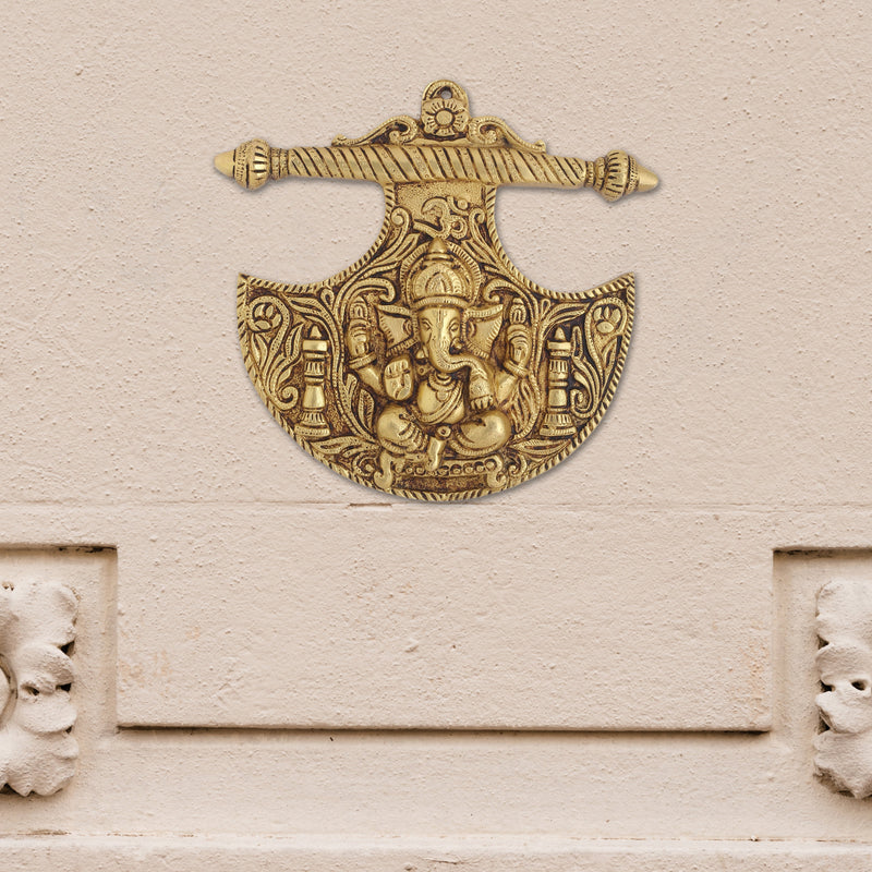 Brass Ganesha Wall Hanging (8 Inch)