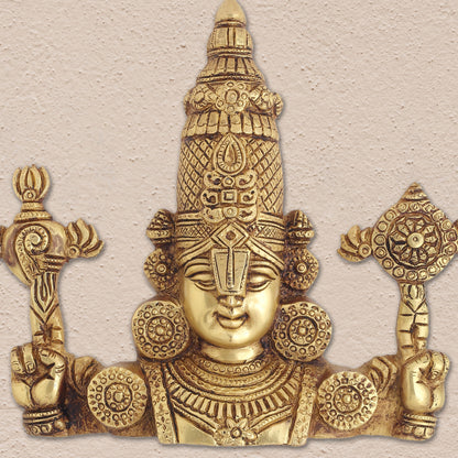 Brass Tirupati Balaji/Venkateshwar Face Wall Hanging (9 Inch)