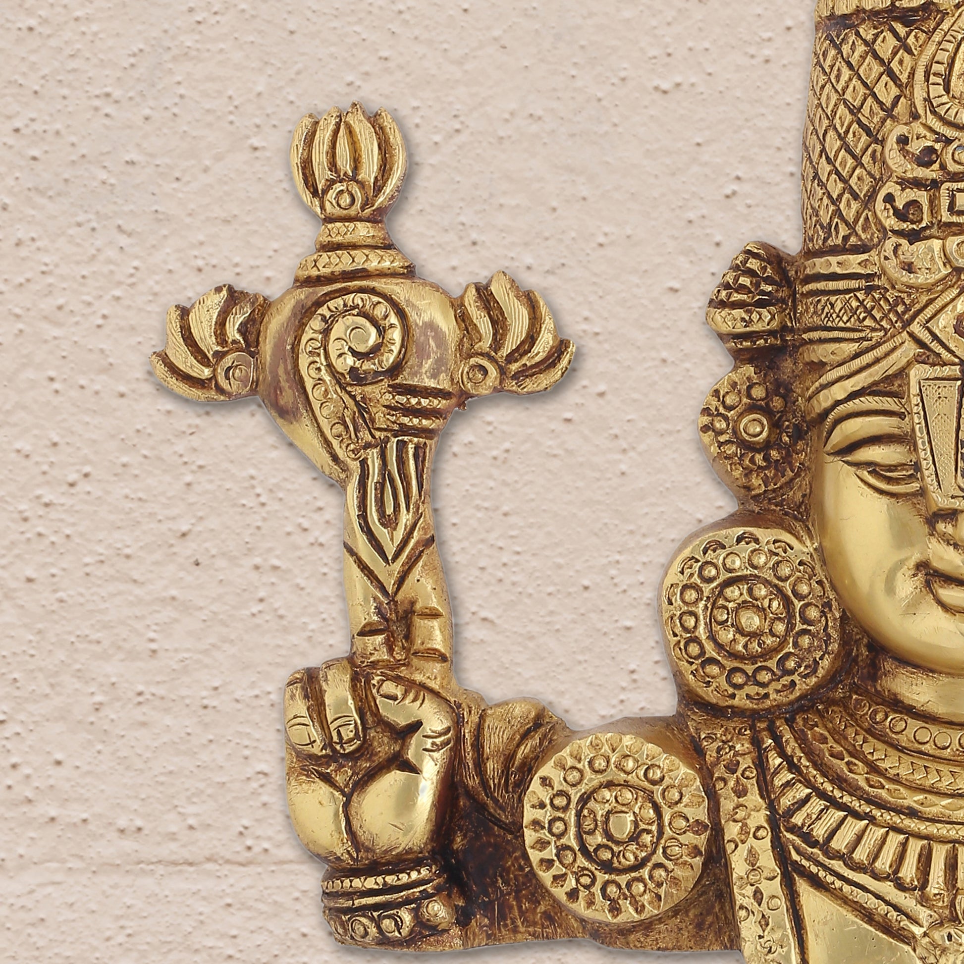 Brass Tirupati Balaji/Venkateshwar Face Wall Hanging (9 Inch)