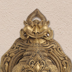 BRASS GANESHA FACE WITH BELL WALL HANGING (18 Inch)