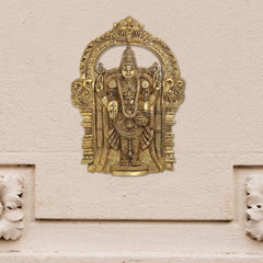 Brass Tirupati Balaji/Venkateshwar Idol Wall Hanging In Frame (19.5 Inch)
