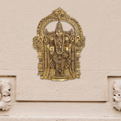 Brass Tirupati Balaji/Venkateshwar Idol Wall Hanging In Frame (19.5 Inch)