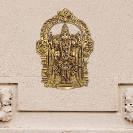 Brass Tirupati Balaji/Venkateshwar Idol Wall Hanging In Frame (19.5 Inch)