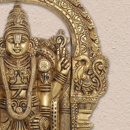 Brass Tirupati Balaji/Venkateshwar Idol Wall Hanging In Frame (19.5 Inch)