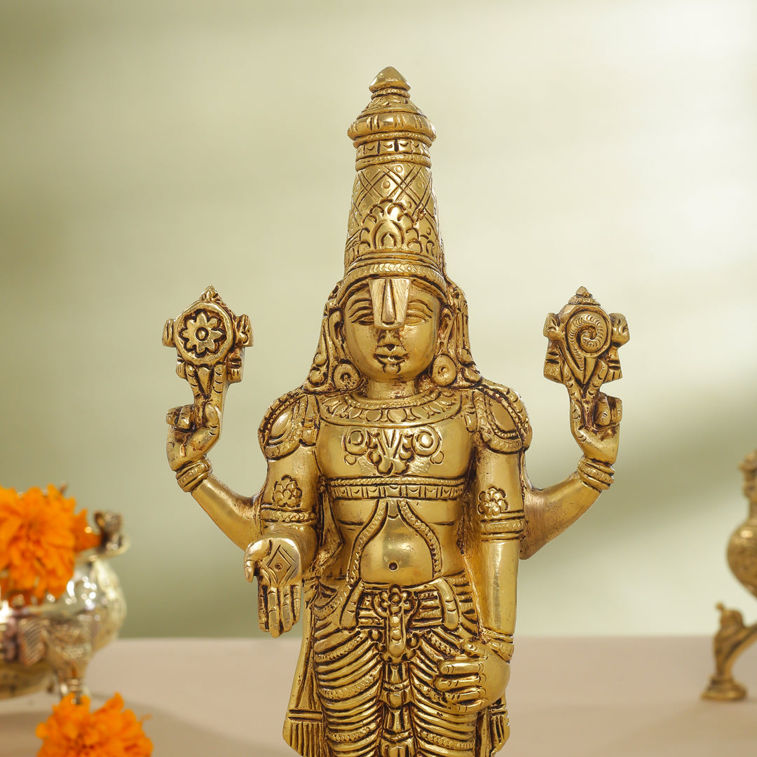 Brass Tirupati Balaji/Venkateshwar Idol Table Top (12 Inch)
