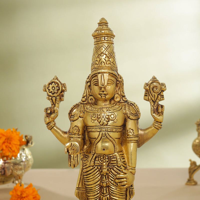 Brass Tirupati Balaji/Venkateshwar Idol Table Top (12 Inch)