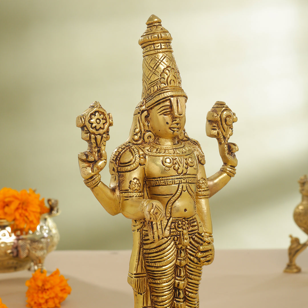 Brass Tirupati Balaji/Venkateshwar Idol Table Top (12 Inch)