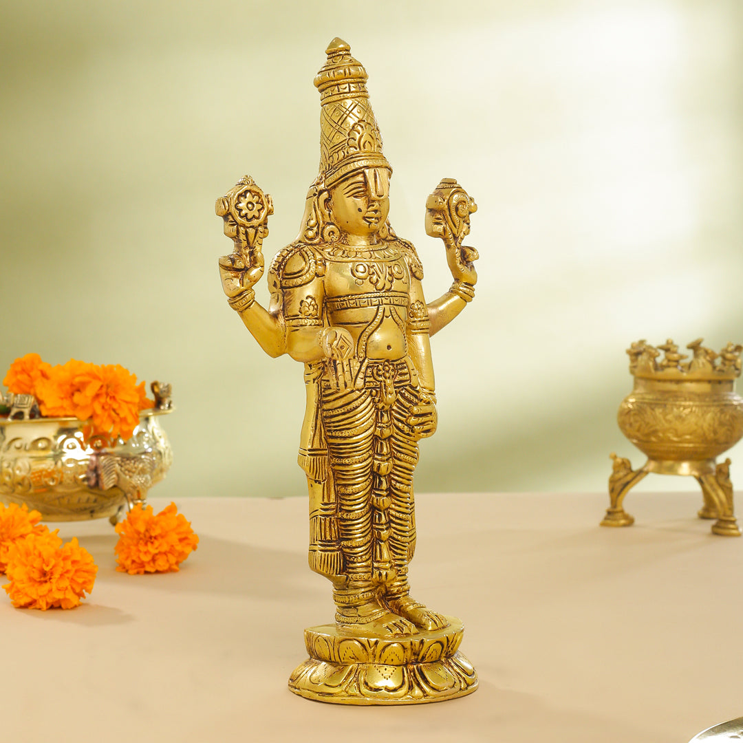 Brass Tirupati Balaji/Venkateshwar Idol Table Top (12 Inch)