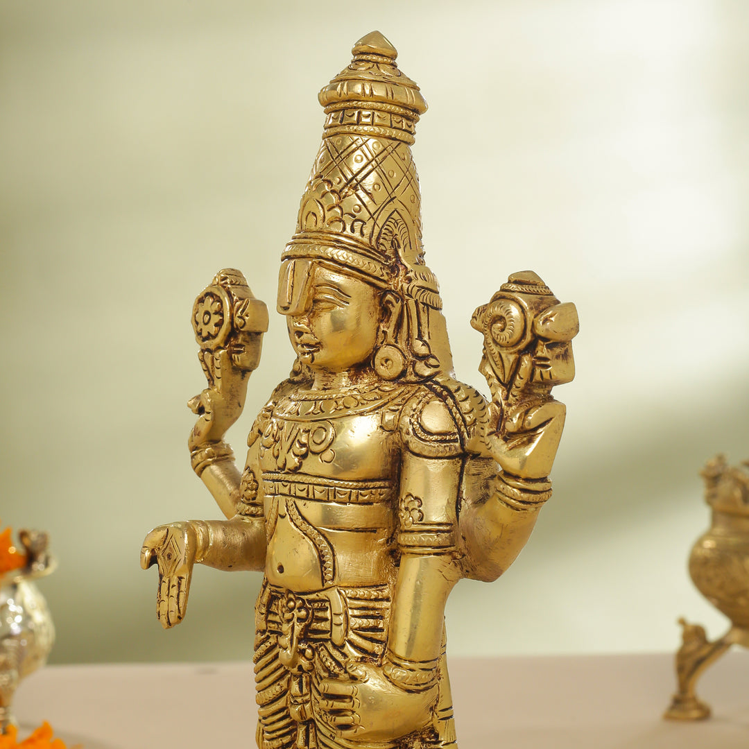 Brass Tirupati Balaji/Venkateshwar Idol Table Top (12 Inch)