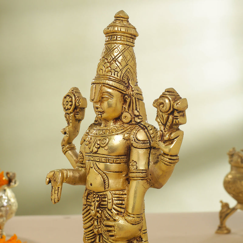 Brass Tirupati Balaji/Venkateshwar Idol Table Top (12 Inch)