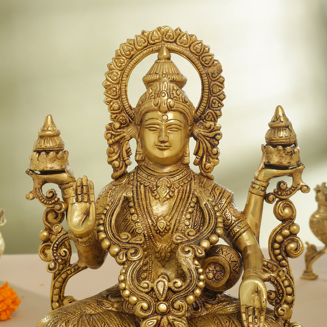 Brass Goddess Lotus Lakshmi Idol (12 Inch)