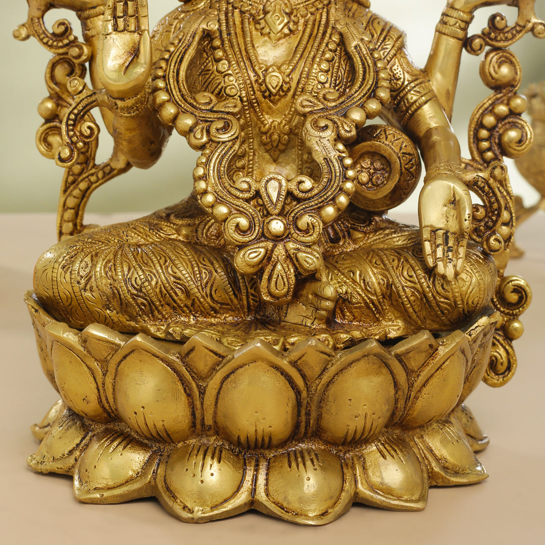 Brass Goddess Lotus Lakshmi Idol (12 Inch)