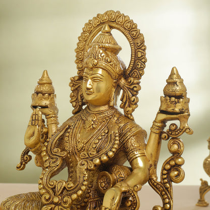 Brass Goddess Lotus Lakshmi Idol (12 Inch)