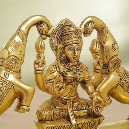 Brass Goddess Gaja Lakshmi Idol (7.5 Inch)