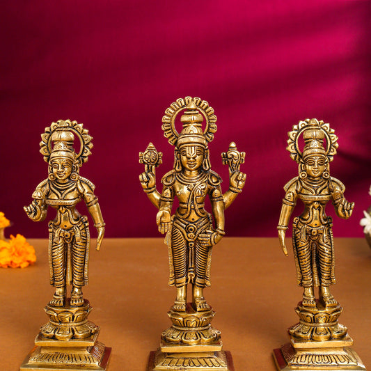 Brass Superfine Lord Balaji With Sri Devi And Bhudevi Idols Set