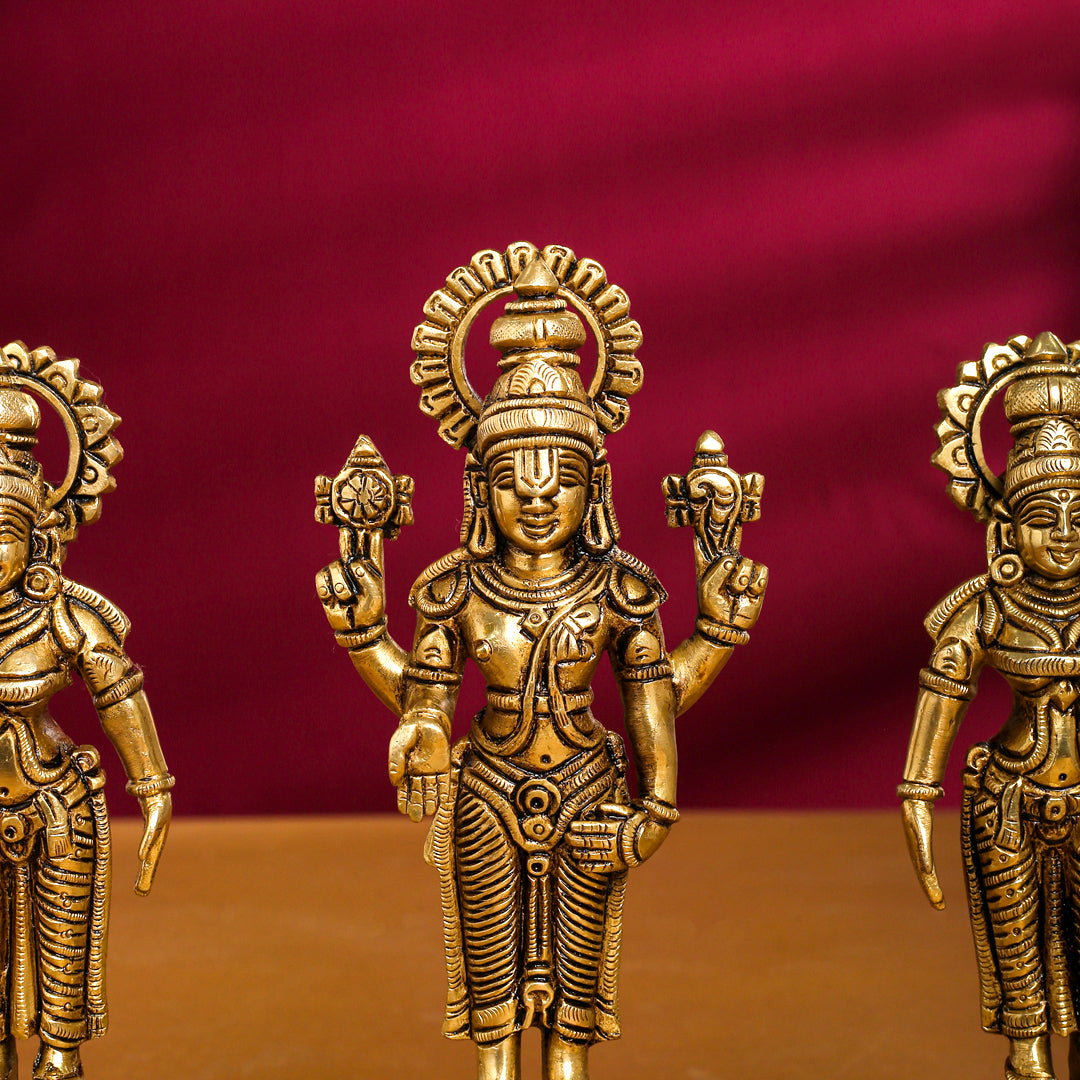 Brass Superfine Lord Balaji With Sri Devi And Bhudevi Idols Set