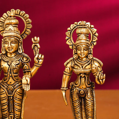 Brass Superfine Lord Murugan With Devasena And Valli Idols