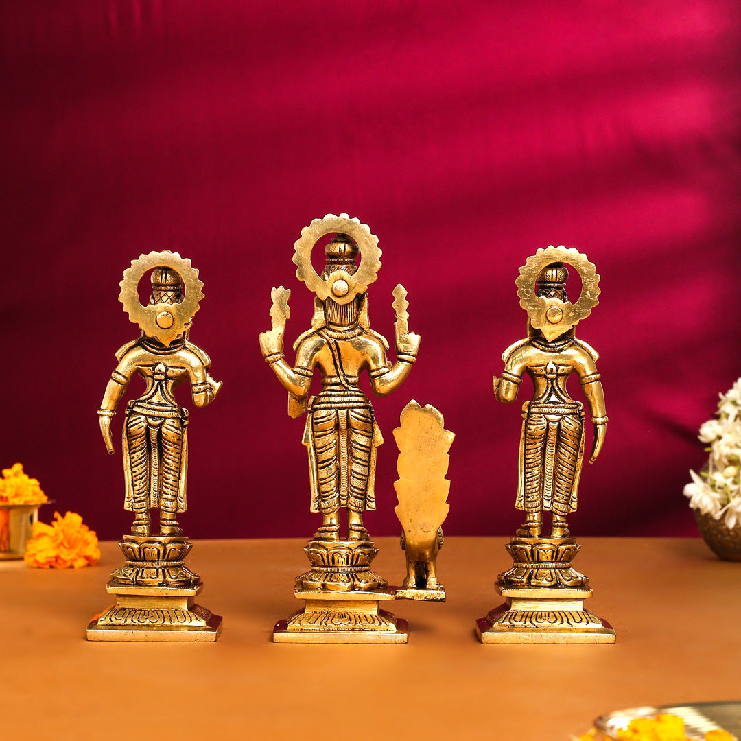 Brass Superfine Lord Murugan With Devasena And Valli Idols