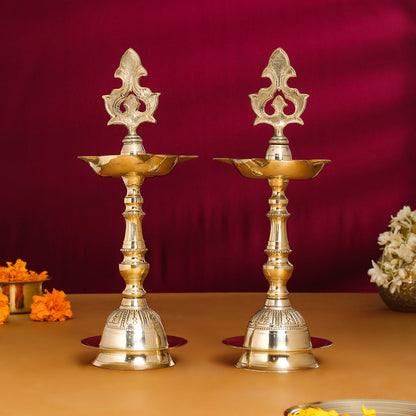 Brass Kashi Patta Samai/Diya Pair (11 Inch)