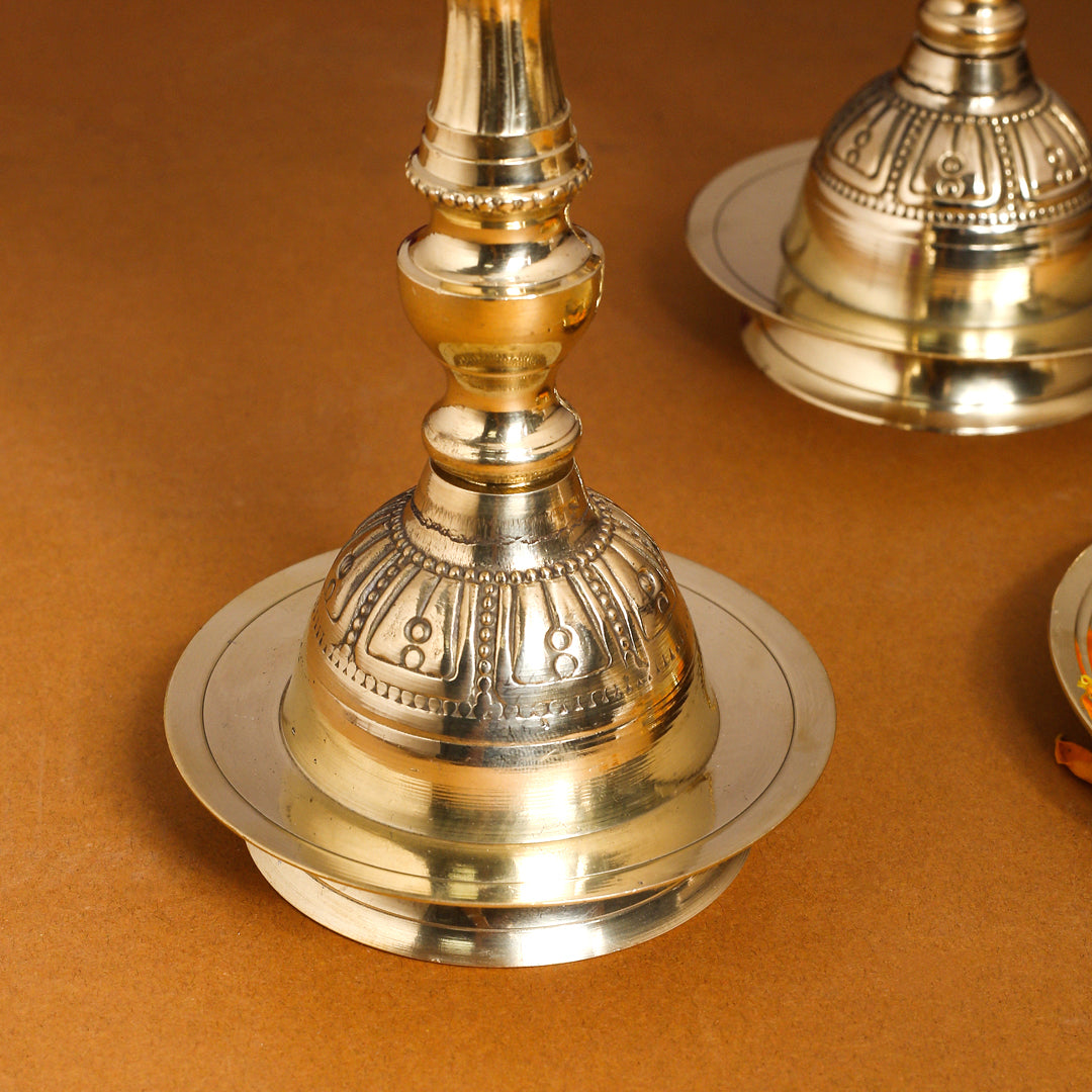 Brass Kashi Patta Samai/Diya Pair (11 Inch)