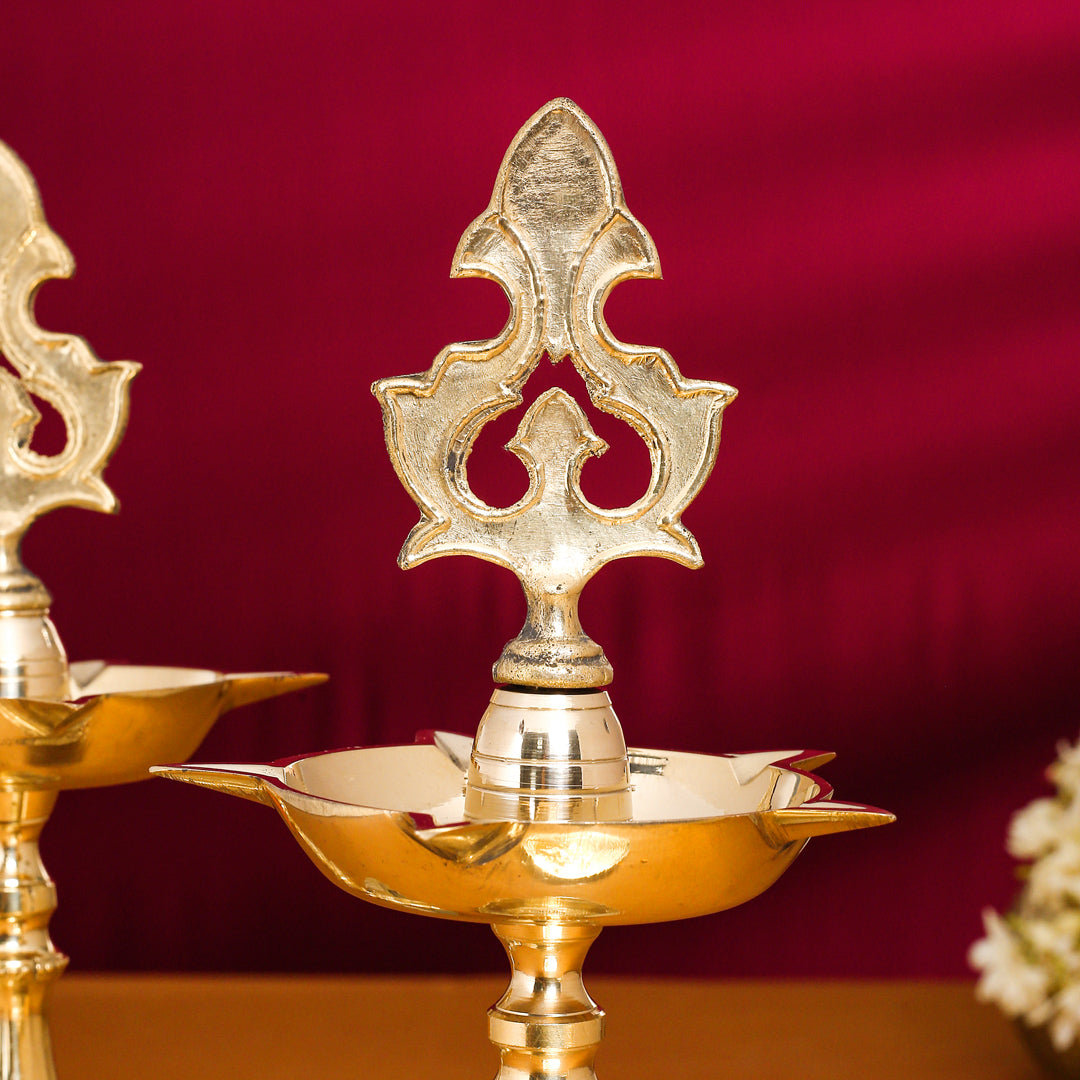 Brass Kashi Patta Samai/Diya Pair (11 Inch)