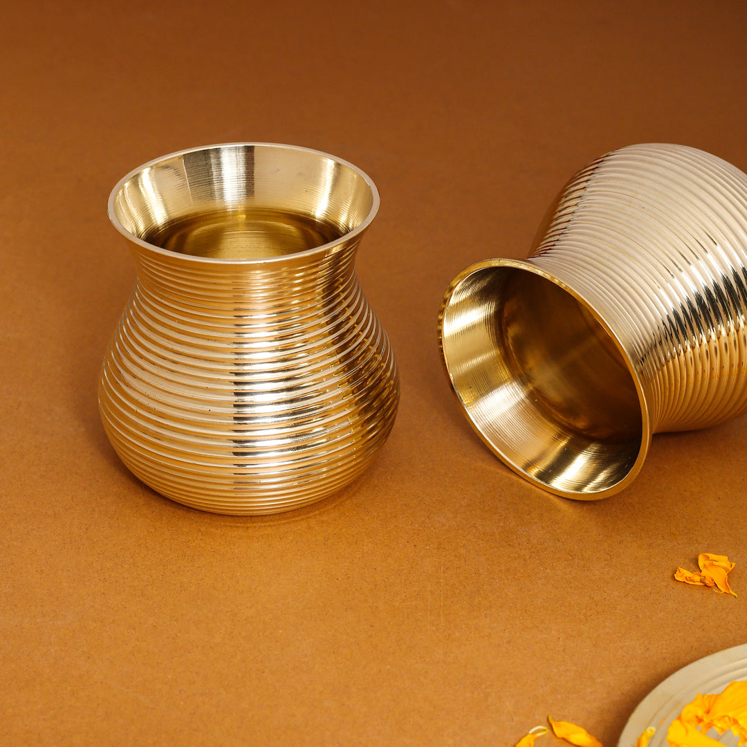 Brass Glass Tumbler Pair