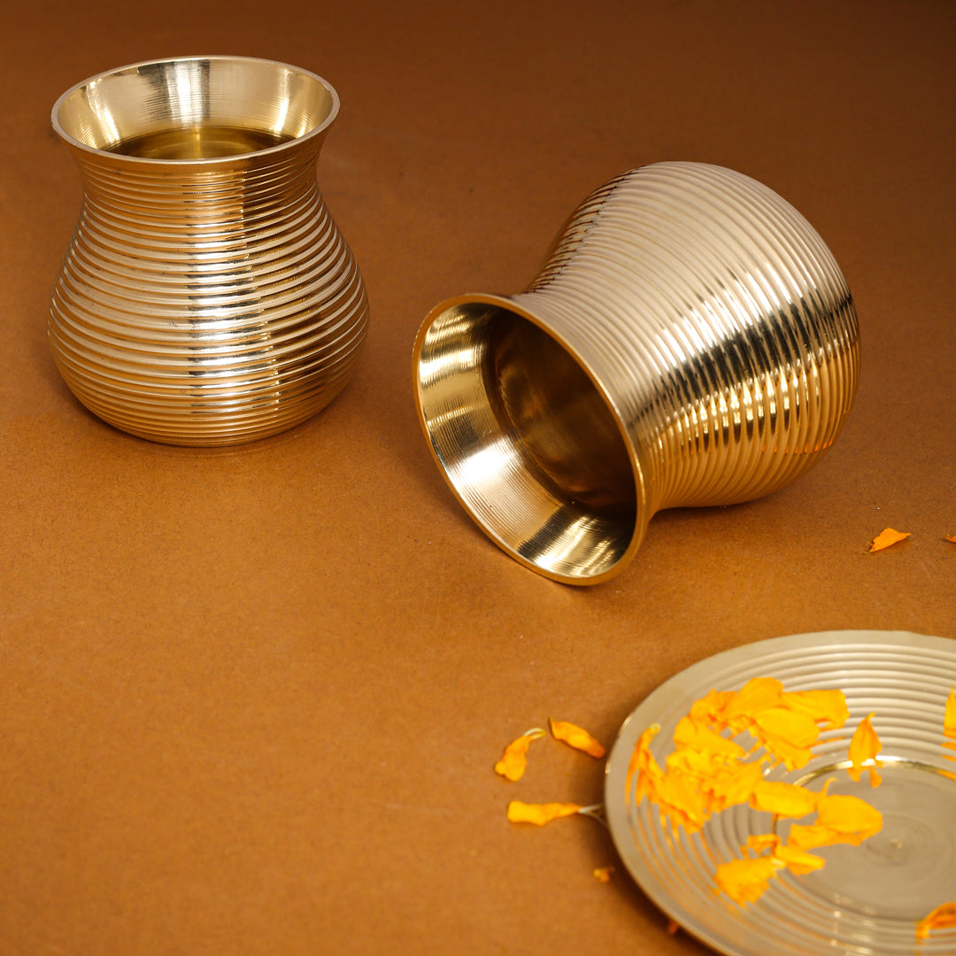 Brass Glass Tumbler Pair