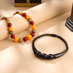 Resin Marble Bead Necklace Jewelry with Tribal Charm
