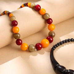 Resin Marble Bead Necklace Jewelry with Tribal Charm