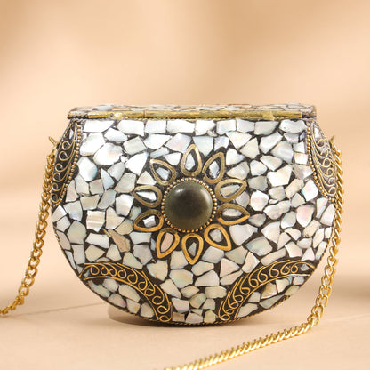 Brass Handcrafted Mosaic Sling Bags – Vintage Boho Clutch (4.5 Inch)