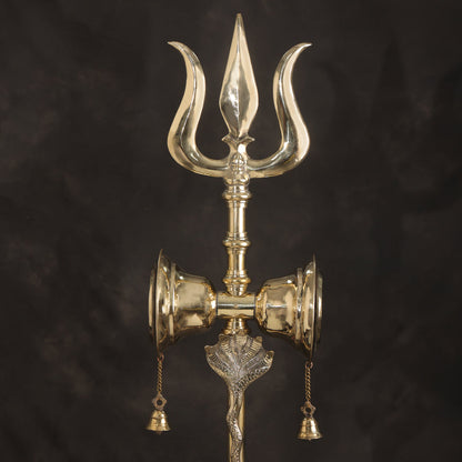 Brass Divya Trishul On Naag with Damru