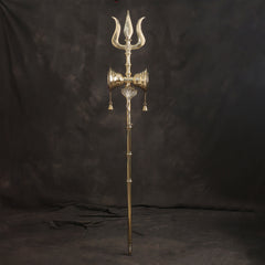 Brass Divya Trishul On Naag with Damru