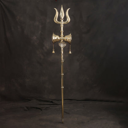 Brass Divya Trishul On Naag with Damru