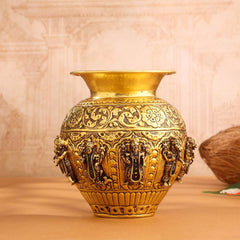 Brass Ashtalakshmi And Dashavatara Kodam / Kalash