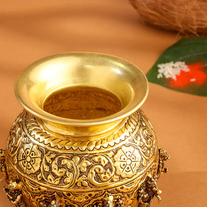 Brass Handcrafted Kalash with Velvet Box – Ashtalakshmi & Dashavatar