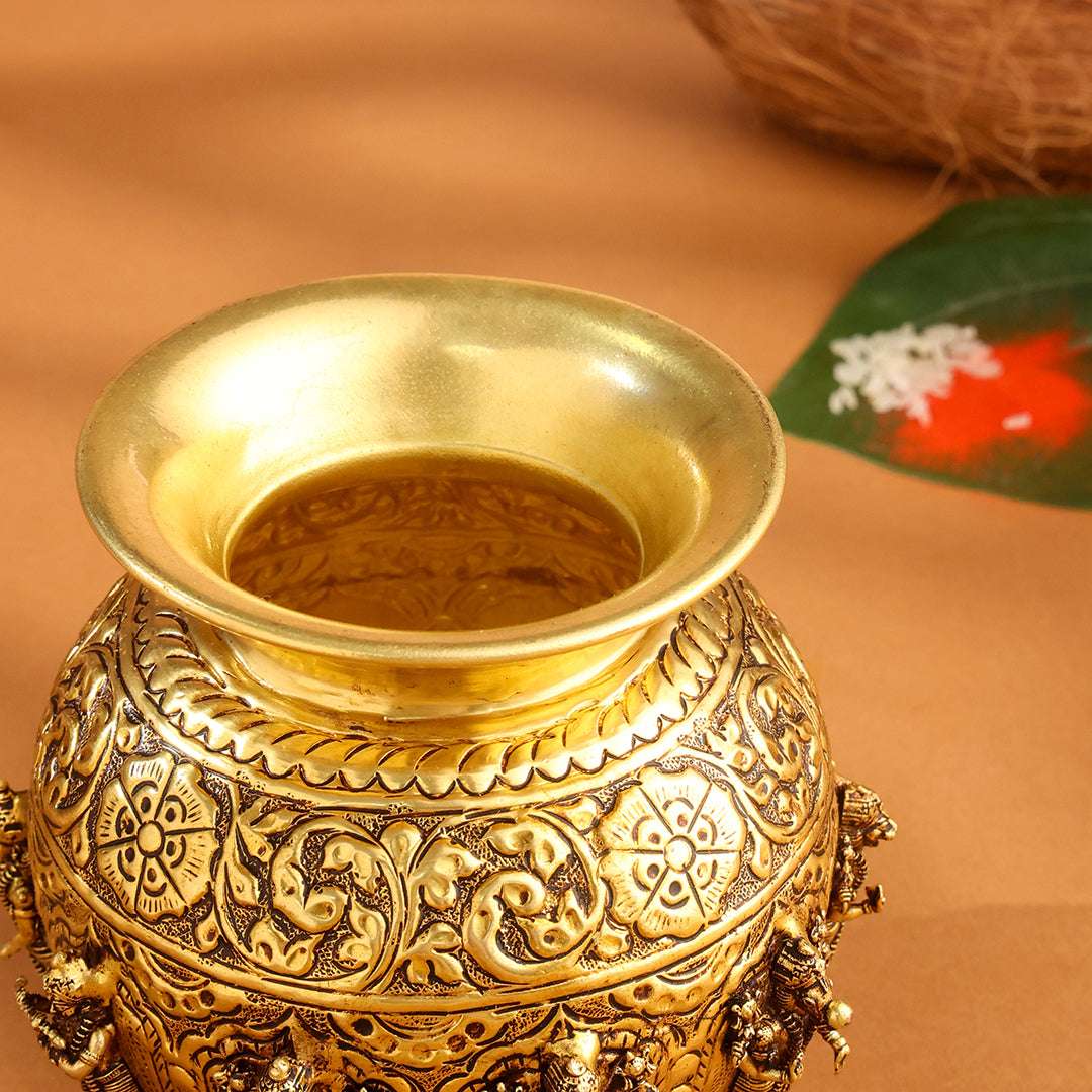 Brass Ashtalakshmi And Dashavatara Kodam / Kalash