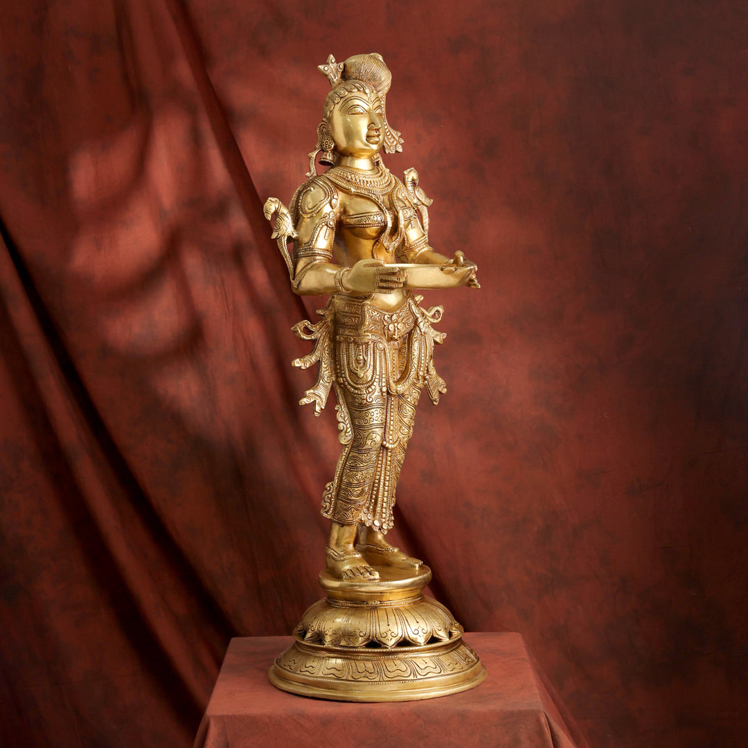 Brass Deep lakshmi Idol – Traditional Diya Holder for Prosperity and Light (30 Inch)