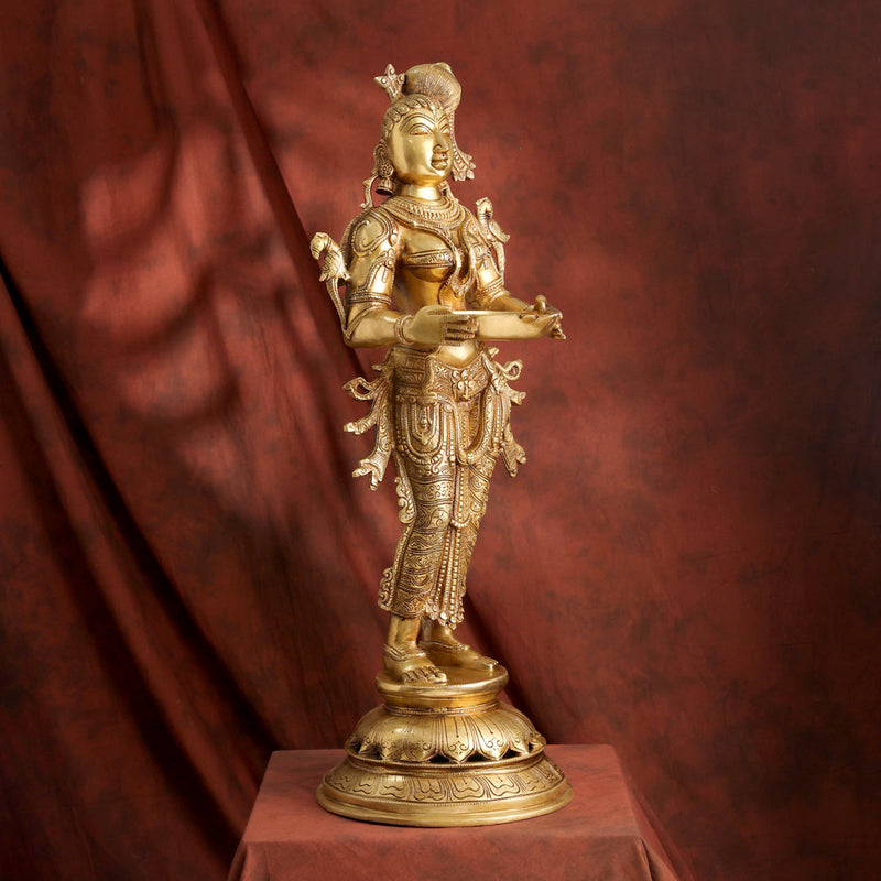 Brass Deep lakshmi Idol – Traditional Diya Holder for Prosperity and Light (30 Inch)