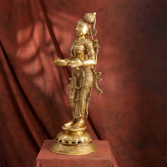 Brass Deep lakshmi Idol – Traditional Diya Holder for Prosperity and Light (30 Inch)